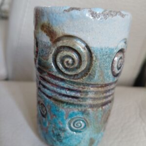 Pot à crayons en céramique artisanale turquoise